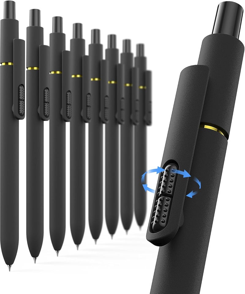 Hiacry 8 Pcs Gel Pens - 0.7mm Fine Point Smooth Writing Black Ink, Quick-Dry Long Lasting Fidge Pens, School & Office Supplies for Men Women (8 Count, Black Ink) - Image 1